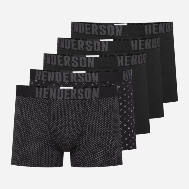 Набір трусів боксерів чоловічих бавовняних 5 шт Henderson Optic 42754-MLC 2XL Чорний/Сірий (5903972382776) - зображення 1