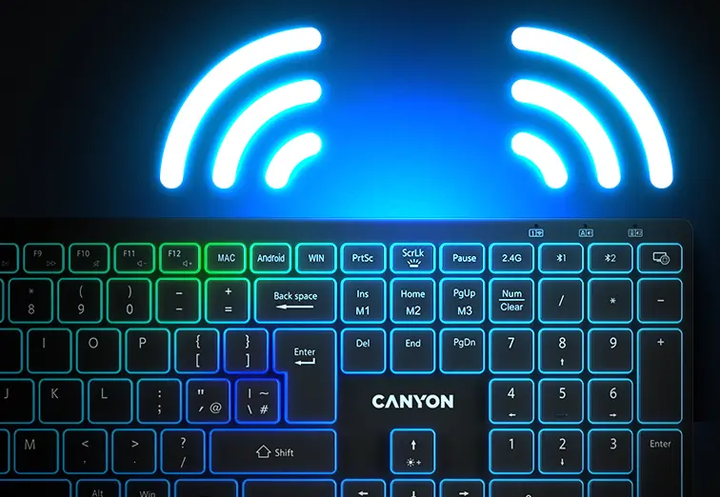 Klawiatura bezprzewodowa Canyon HKB-W11 Slim Dual Mode Wireless/Bluetooth RGB Black (CNS-HBTK11B) - obraz 7
