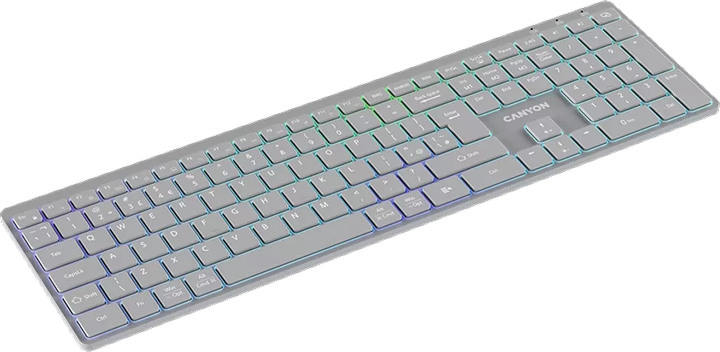 Клавіатура бездротова Canyon HKB-W11 Slim Dual Mode Wireless/Bluetooth RGB EN/UA Grey (CNS-HBTK11G) - зображення 4