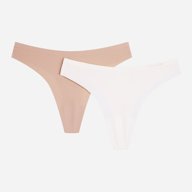 Zestaw damskich majtek typu tanga 2 szt Esotiq Pearls 42948-K001 M Biały/Beżowy (5903972566435) - obraz 1