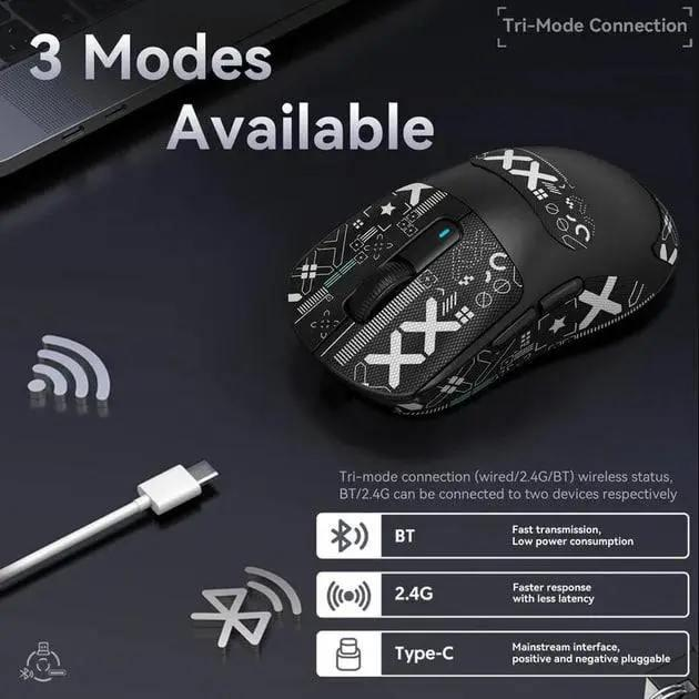 Беспроводная игровая мышь Attack Shark X3 PAW3395 26000dpi + стикеры Black - изображение 3