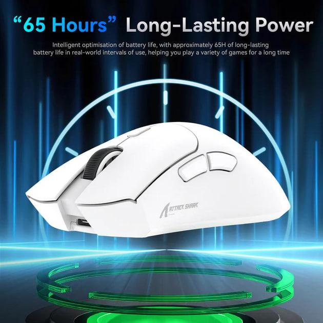 Беспроводная Игровая мышь Attack Shark R1 PAW3311 18000dpi + стикеры White - изображение 6