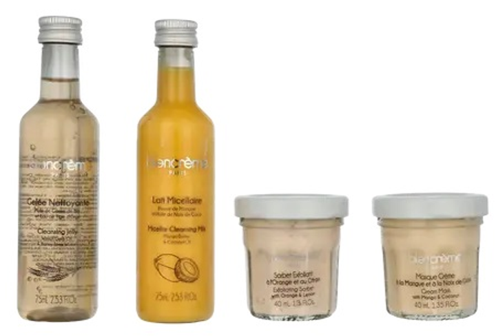 Zestaw kosmetyków do pielęgnacji twarzy Blancreme Hydration Routine Mleczko micelarne oczyszczające 75 ml + Galaretka oczyszczająca 75 ml + Maseczka kremowa 40 ml + Sorbet złuszczający 40 ml (3700614811999) - obraz 2