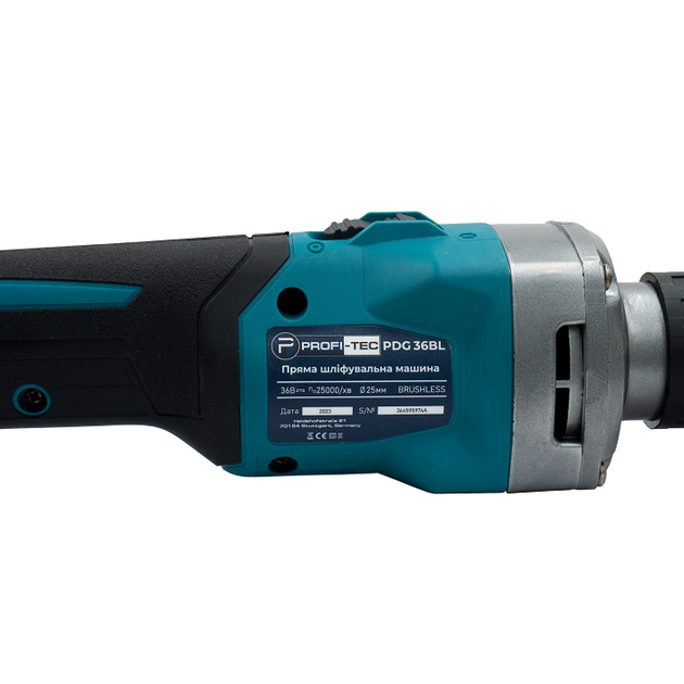 Акумуляторна пряма шліфувальна машина PROFI-TEC PDG36BL, цанга Ø3-8 мм, 25000 об/хв (1 х PT2040EP (4.0Аг), зарядний пристрій BC20V, коробка) - Фото 3 Акумуляторна пряма шліфувальна машина PROFI-TEC PDG36BL, цанга Ø3-8 мм, 25000 об/хв (1 х PT2040EP (4.0Аг), зарядний пристрій BC20V, коробка) - зображення 3