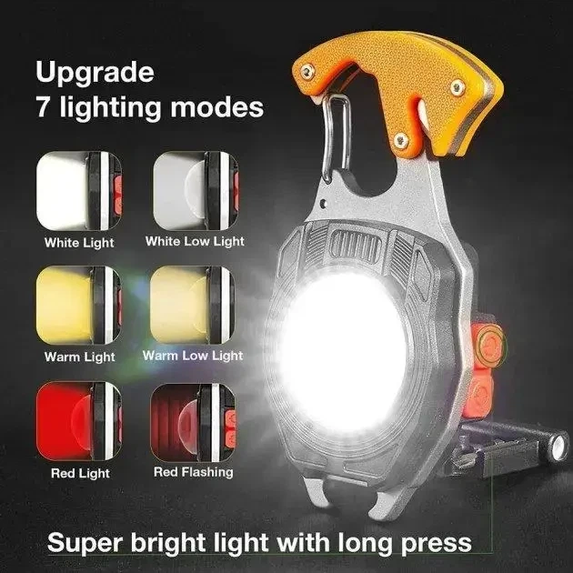 Led ліхтар брелок карабін багатофункціональний на акумуляторі для дому, для дачі, для походу, для відпочинку, для туризму - зображення 2