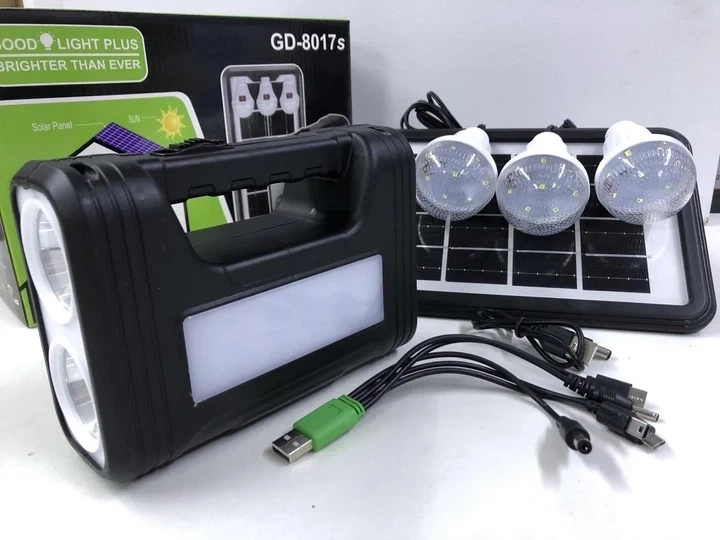 Многофункциональный аварийный фонарь GDPLUS Solar GD-8017 Солнечная панель +3 лампы - изображение 3