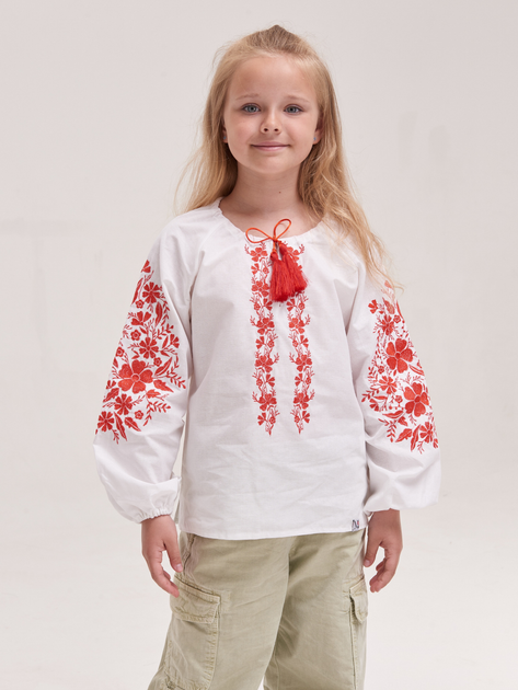 Дитяча вишиванка для дівчинки MEREZHKA Фіалка rd378 122-128 см Біла (mer_2000093034379) - зображення 1