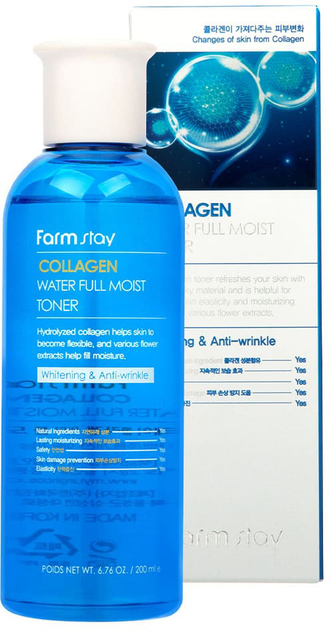 Tонер для обличчя Farmstay Collagen Water Full Moist зволожувальний 200 мл (8802221002168) - зображення 1