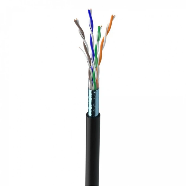 Кабель витая пара КНПЭ ftp 4 пары 0.51 мм 24 awg cca изоляция пэ экран для уличной прокладки 100 м черный коробка - Фото 1 Кабель витая пара КНПЭ ftp 4 пары 0.51 мм 24 awg cca изоляция пэ экран для уличной прокладки 100 м черный коробка - изображение 1