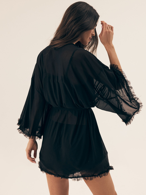 Халат жіночий великого розміру літній Esotiq Billie 43269-99X L/XL Чорний (5903972564950) - зображення 2