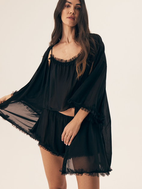 Халат жіночий великого розміру літній Esotiq Billie 43269-99X L/XL Чорний (5903972564950) - зображення 4