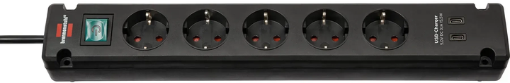 Подовжувач Brennenstuhl Bremounta 5 розеток USB Type-C зарядка 3 м Black (1150660415) - зображення 1