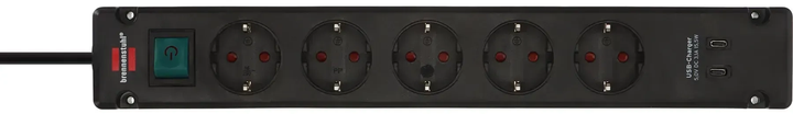 Подовжувач Brennenstuhl Bremounta 5 розеток USB Type-C зарядка 3 м Black (1150660415) - зображення 2
