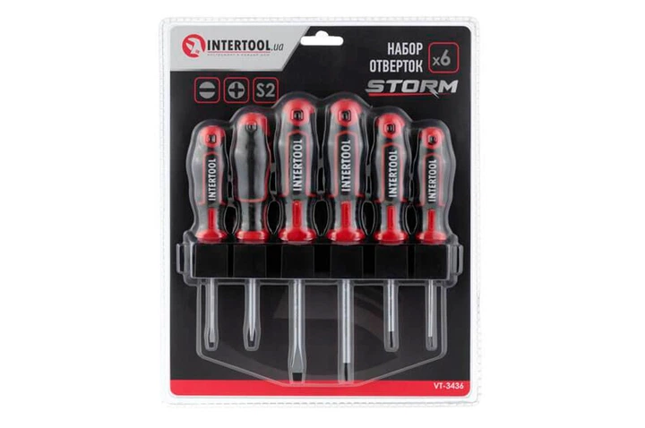 Набор отверток Intertool-Storm PH0 x PH1 x PH2 x SL3 x SL5 x SL6 (6шт) (VT-3436) - Фото 5 Набор отверток Intertool-Storm PH0 x PH1 x PH2 x SL3 x SL5 x SL6 (6шт) (VT-3436) - изображение 5