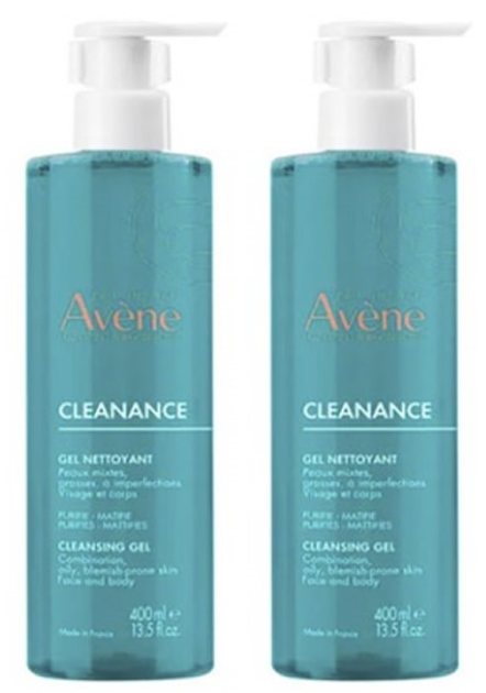 Zestaw do pielęgnacji twarzy Avene Cleanance Żel oczyszczający 2 x 400 ml (3282779417549) - obraz 1