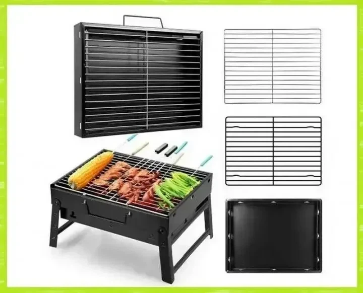 Портативный гриль-барбекю BBQ Grill Portable TL-372, складной переносной мангал для гриля, стейков - изображение 5