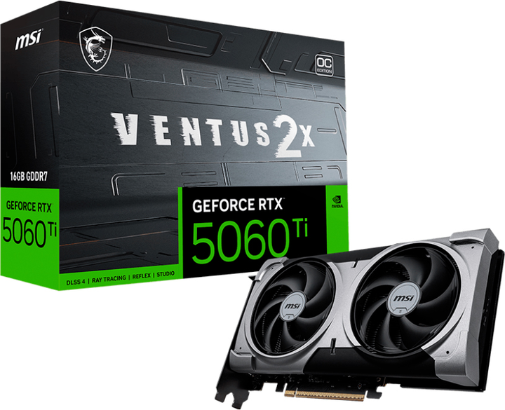 Karta graficzna MSI PCI-Ex GeForce RTX 5060 Ti VENTUS 2X OC PLUS 16GB GDDR7 (128bit) (2617/28000) (HDMI, 3 x DisplayPort) (RTX 5060 Ti 16G VENTUS 2X OC PLUS) - obraz 5