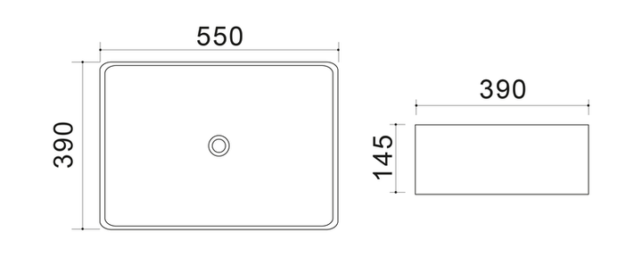 Раковина накладна Mixxus Premium QUADRO-0108 GRAY 550x390x145mm (MP6652) - изображение 4