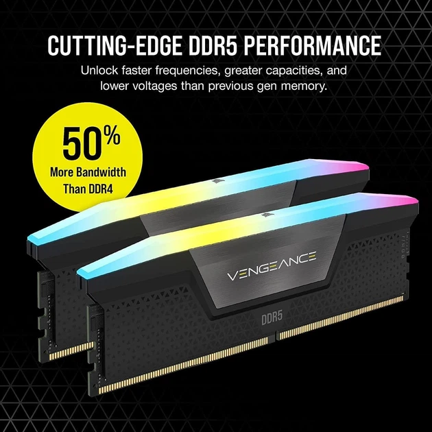 Модуль пам'яті Corsair DDR5 32GB (2x16) 6400MHz Vengeance RGB