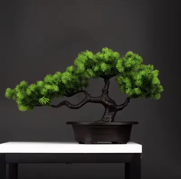 Штучна композиція Бонсай Соснове Дерево у горщику Pine Bonsai Зелений 36×22 см - зображення 7