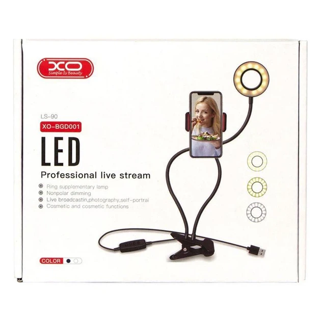 Холдер Selfie + LED XO BGD001/LS-90 Live Stream Ring Light - Фото 5 Холдер Selfie + LED XO BGD001/LS-90 Live Stream Ring Light - изображение 5