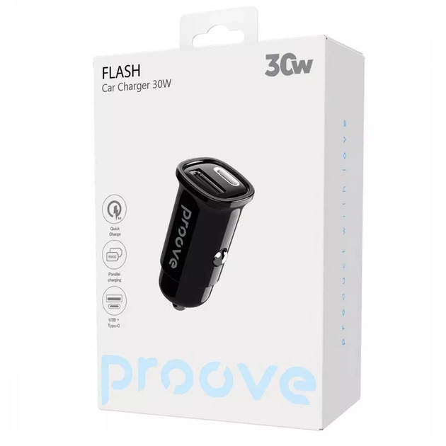 Автомобільний зарядний пристрій 30w usb+type-c flash PROOVE, 600750001 - Фото 3 Автомобільний зарядний пристрій 30w usb+type-c flash PROOVE, 600750001 - зображення 3