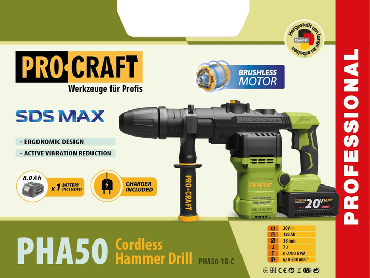 Перфоратор аккумуляторный PRO-CRAFT PHA-50 - изображение 2