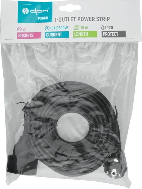 Przedłużacz DPM 1 gniazdo 10 m Black (5903332589654) - obraz 3