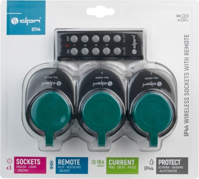 Zestaw inteligentnych gniazd DPM DT44 IP44 3 szt. Black (5906881220696) - obraz 13
