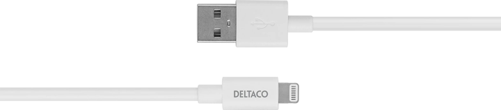 Кабель Deltaco USB Type-A - Lightning 1 м White (IPLH-401) - зображення 3