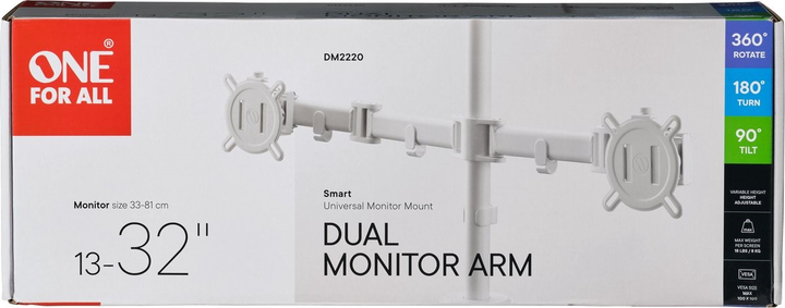 Настільне кріплення One For All Smart Dual DM2220 13" - 32" White (8716184077609) - зображення 9