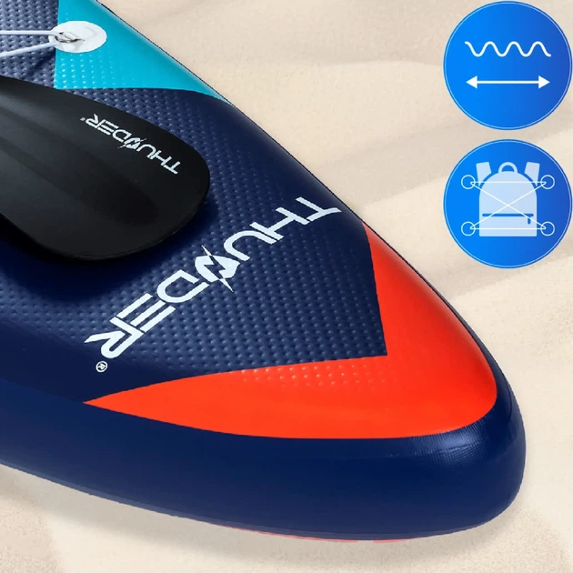 Надувная SUP-доска THUNDER STRIPES 320 см, EVA/ПВХ, стекловолокно, нагрузка до 150 кг, насос до 15 PSI, сиденье для каяка, багажник, 3 плавника(ISL_32F807CE95BC) - Фото 5 Надувная SUP-доска THUNDER STRIPES 320 см, EVA/ПВХ, стекловолокно, нагрузка до 150 кг, насос до 15 PSI, сиденье для каяка, багажник, 3 плавника(ISL_32F807CE95BC) - изображение 5