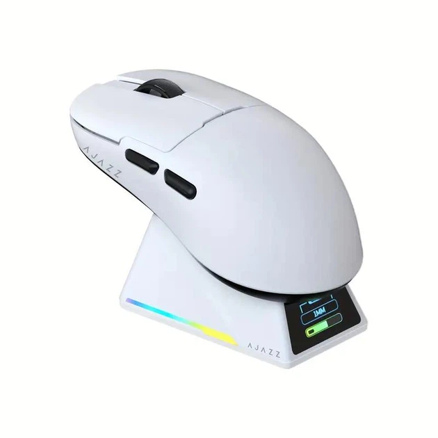 Мышка AJAZZ AJ159 Apex PAW3950 8K с док-станцией белая – фото