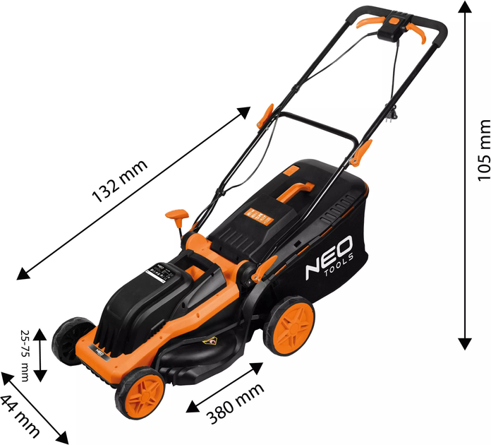 Газонокосарка акумуляторна NEO Tools 1600 Вт 380 мм 04-628 (5907558477931) - зображення 16