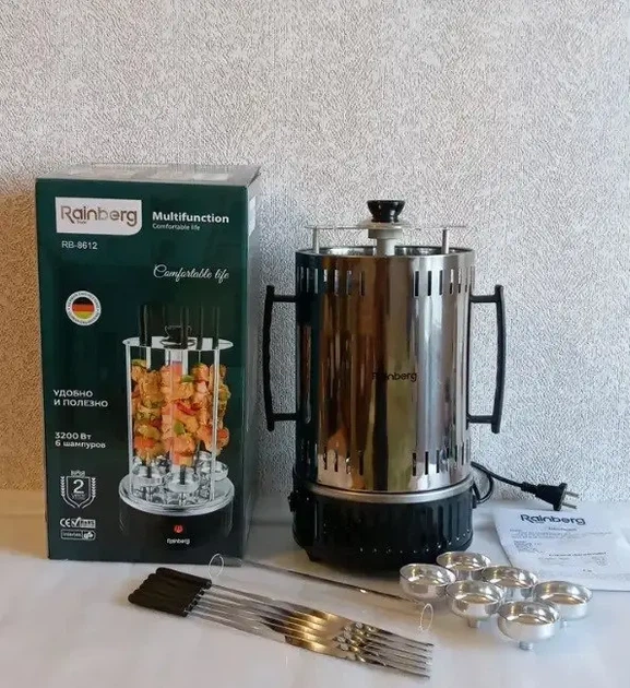 Електрошашличниця Bbq Domotec MS-7781 шашличниця на 5 шампуров 1000W - зображення 5