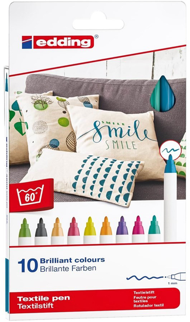 Набір ручок Edding Felt Textile Colors Fun 10 шт (4057305013576) - зображення 1
