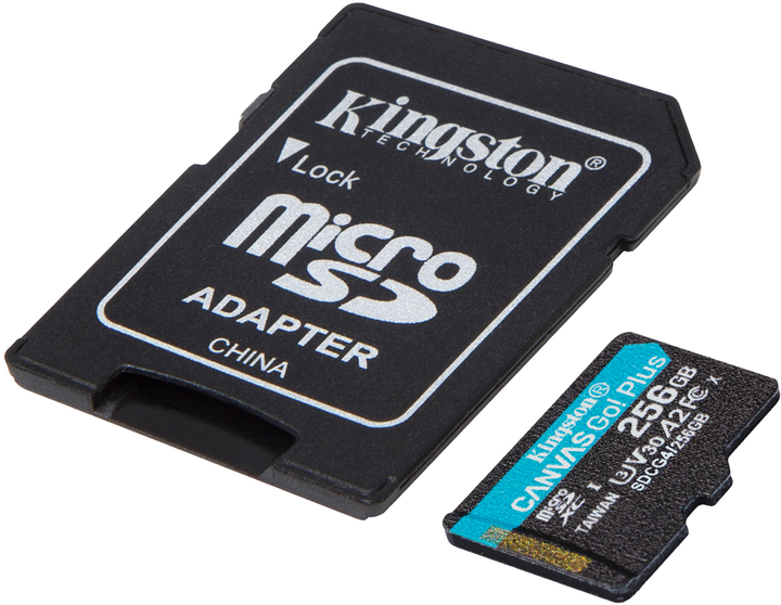 Карта пам'яті Kingston microSDXC 256GB Canvas Go! Plus G4 Class 10 UHS-I U3 V30 A2 + SD-адаптер (SDCG4/256GB) - зображення 2