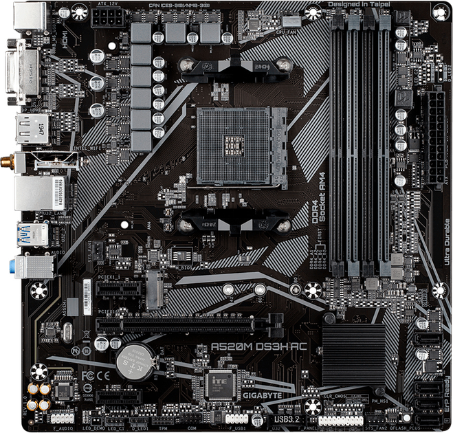Материнська плата Gigabyte A520M DS3H AC (sAM4, AMD A520, PCI-Ex16) - зображення 1