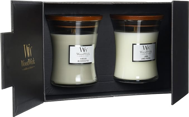 Набір свічок Woodwick Medium Hourglass Fireside & Linen 2 х 275 г (5038581123738) - зображення 3
