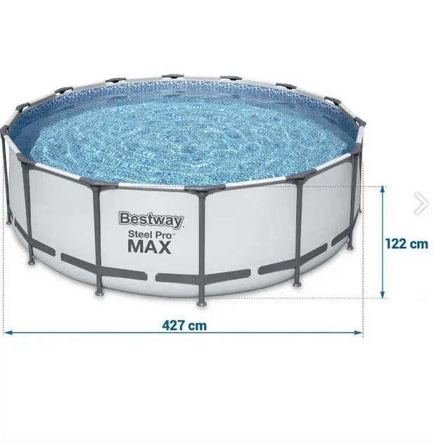 Бассейн каркасный круглый 427x122 см Bestway 5612X с фильтр-насосом и лестницей на 15232 л Серый - изображение 7