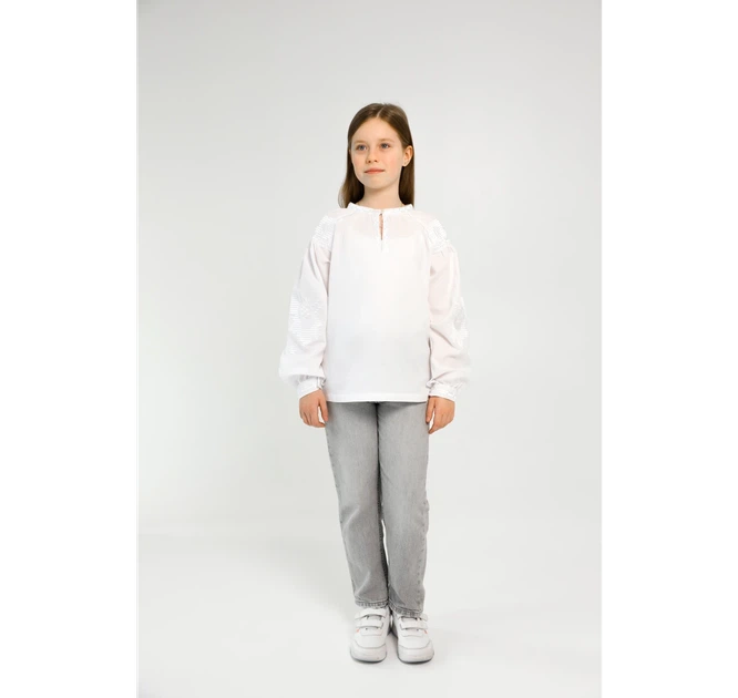 Вишиванка для дівчинки Маки Vovna Біла 116 см (5000730) - изображение 4