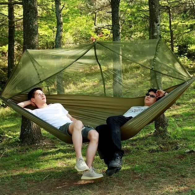 Гамак двойной с москитной сеткой Hammock With Net Army для отдыха до 200 кг - изображение 2