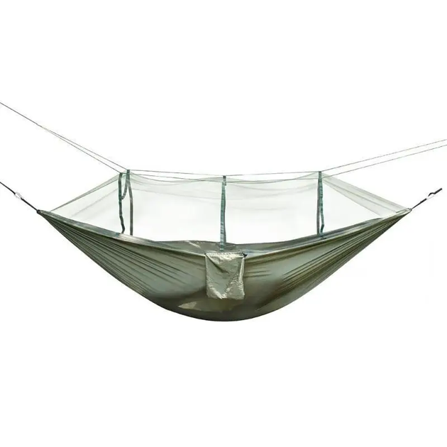 Гамак двойной с москитной сеткой Hammock With Net Army для отдыха до 200 кг - изображение 4