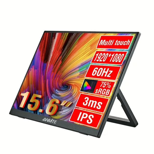 Портативный FullHD IPS монитор 15.6" с сенсорным экраном Anmite - Фото 1 Портативный FullHD IPS монитор 15.6" с сенсорным экраном Anmite - изображение 1