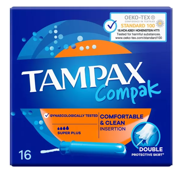 Тампоны Tampax Compak Super Plus с аппликатором 16 шт, (4 капли) - Фото 1 Тампоны Tampax Compak Super Plus с аппликатором 16 шт, (4 капли) - изображение 1