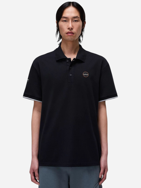 Koszulka polo męska Napapijri E-Badge Sum NP0A4IDA0411 XL Czarna (198265094213) - obraz 1