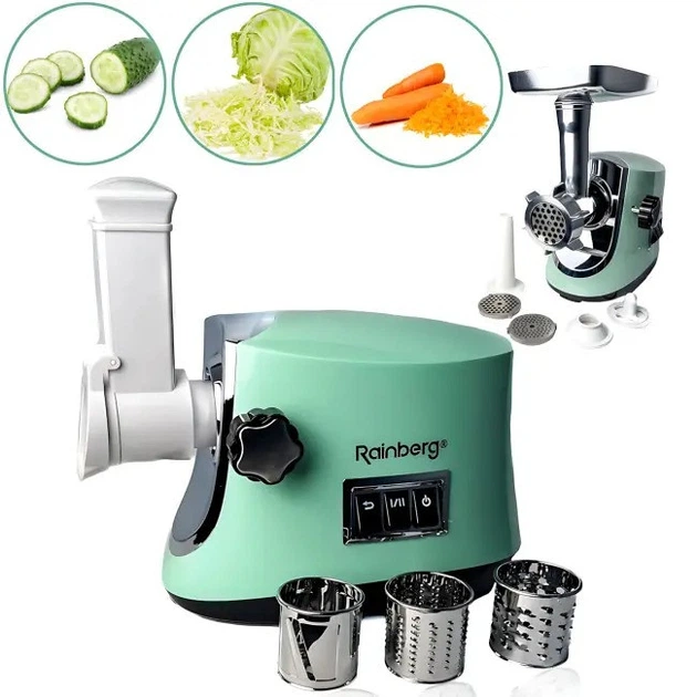 Электрическая мясорубка шинковка с реверсом 3800W Rainberg RB-2272 Бирюзовый - изображение 2