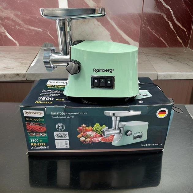 Электрическая мясорубка шинковка с реверсом 3800W Rainberg RB-2272 Бирюзовый - изображение 8