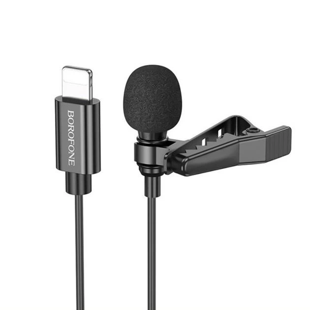 Микрофон петличний с Lightning 2м Borofone BFK-11 Черный - изображение 2