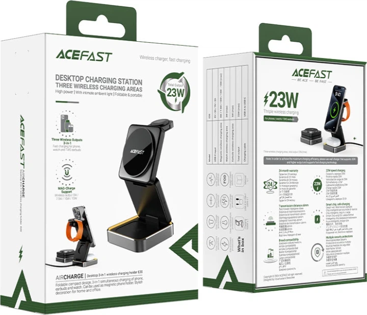 Бездротовий зарядний пристрій Acefast E20 Wireless QI 3in1 15W Black (6974316283478) - зображення 7